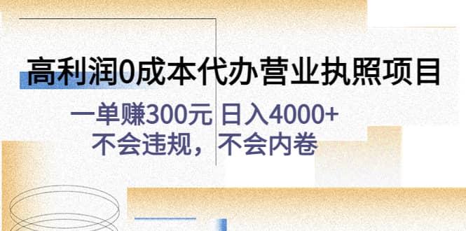高利润0成本代办营业执照项目：不会违规，不会内卷-零点科技