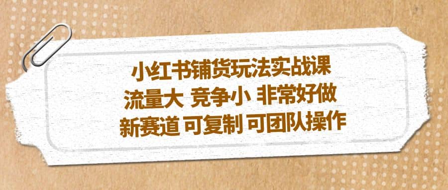 小红书铺货玩法实战课，流量大 竞争小 非常好做 新赛道 可复制 可团队操作-零点科技