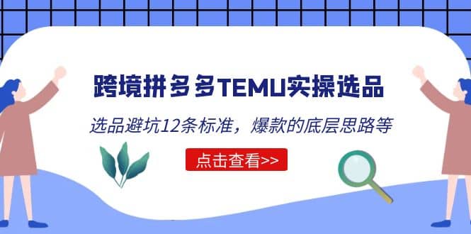 跨境拼多多TEMU实操选品运营方法，选品避坑12条标准，爆款的底层思路等-零点科技