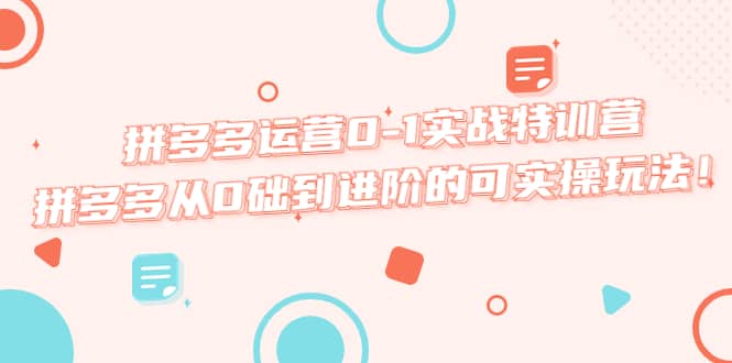 拼多多运营0-1实战特训营，拼多多从0础到进阶的可实操玩法-零点科技