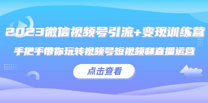 2023微信视频号引流+变现训练营：手把手带你玩转视频号短视频和直播运营-零点科技