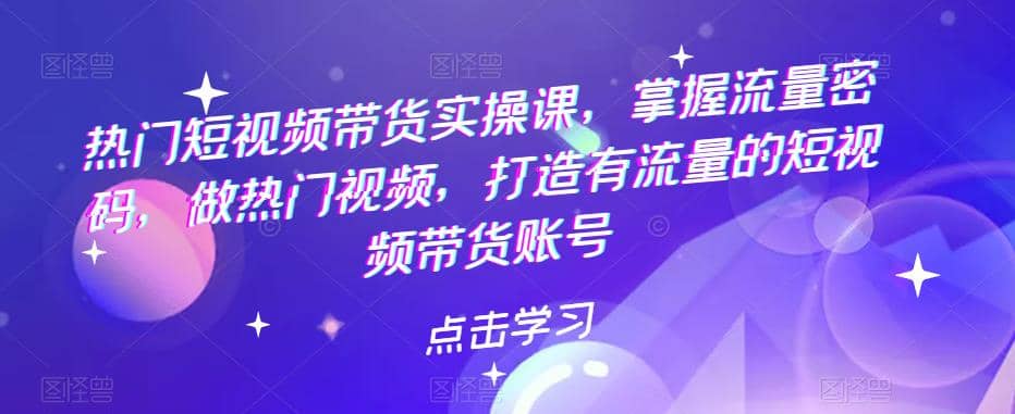 热门短视频带货实战 掌握流量密码 做热门视频 打造有流量的短视频带货账号-零点科技