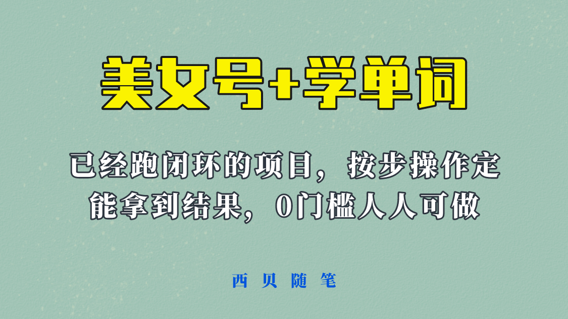 《美女号+学单词》玩法，信息差而已 课程拆开揉碎了和大家去讲 (教程+素材)-零点科技