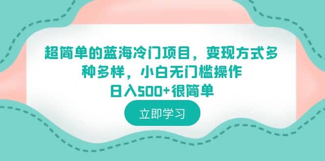 超简单的蓝海冷门项目，变现方式多种多样，小白无门槛操作日入500+很简单-零点科技