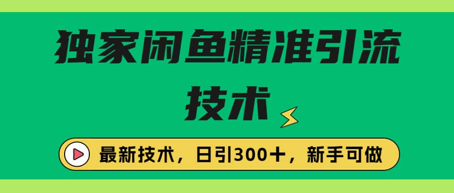 独家闲鱼引流技术，日引300＋实战玩法-零点科技