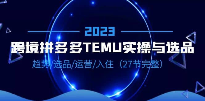 2023跨境·拼多多·TEMU实操与选品，趋势·选品·运营·入住（27节完整）-零点科技