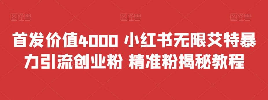 首发价值4000 小红书无限艾特暴力引流创业粉 精准粉揭秘教程-零点科技