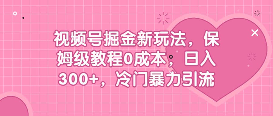 视频号掘金新玩法，保姆级教程0成本，日入300+，冷门暴力引流-零点科技