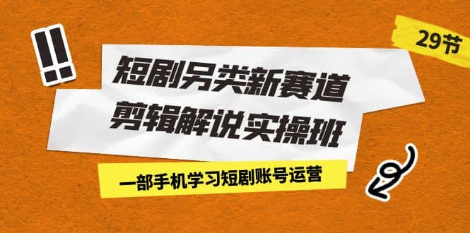 短剧另类新赛道剪辑解说实操班：一部手机学习短剧账号运营（29节 价值500）-零点科技