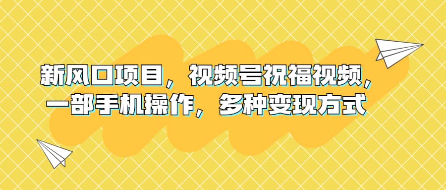 新风口项目，视频号祝福视频，一部手机操作，多种变现方式-零点科技