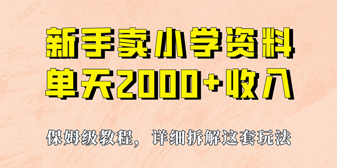 我如何通过卖小学资料，实现单天2000+，实操项目，保姆级教程+资料+工具-零点科技