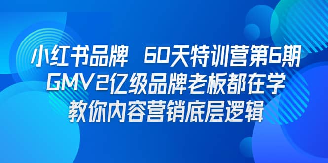小红书品牌 60天特训营第6期 GMV2亿级品牌老板都在学 教你内容营销底层逻辑-零点科技