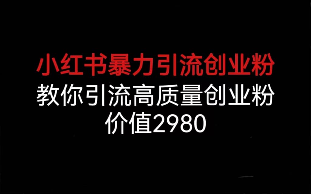 小红书暴力引流创业粉，教你引流高质量创业粉，价值2980-零点科技