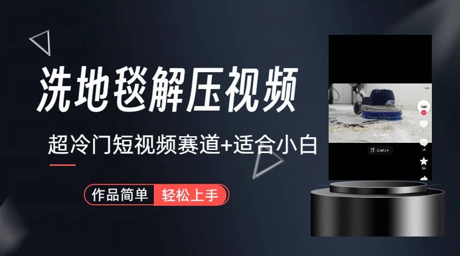 超冷门抖音短视频赛道-清洗地毯解压视频-简单无脑怼作品（教程+素材）-零点科技
