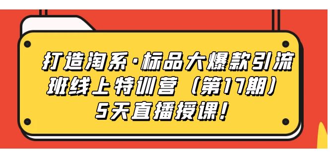 打造淘系·标品大爆款引流班线上特训营5天直播授课！-零点科技