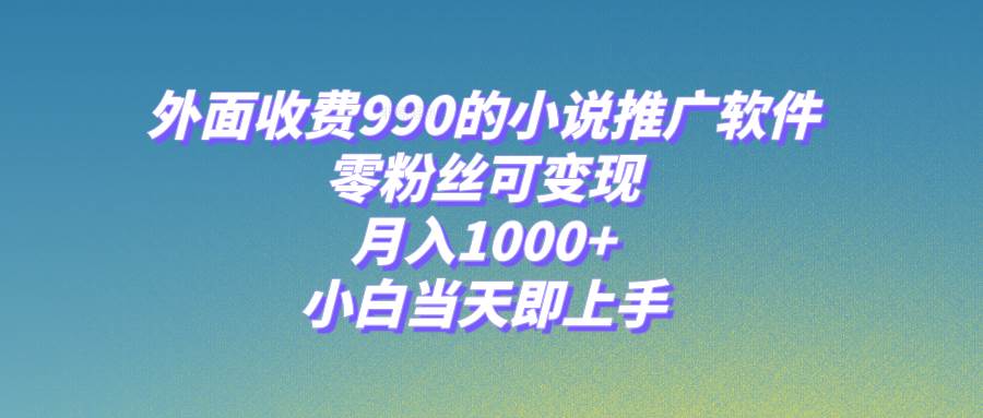 小说推广软件，零粉丝可变现，月入1000+，小白当天即上手【附189G素材】-零点科技