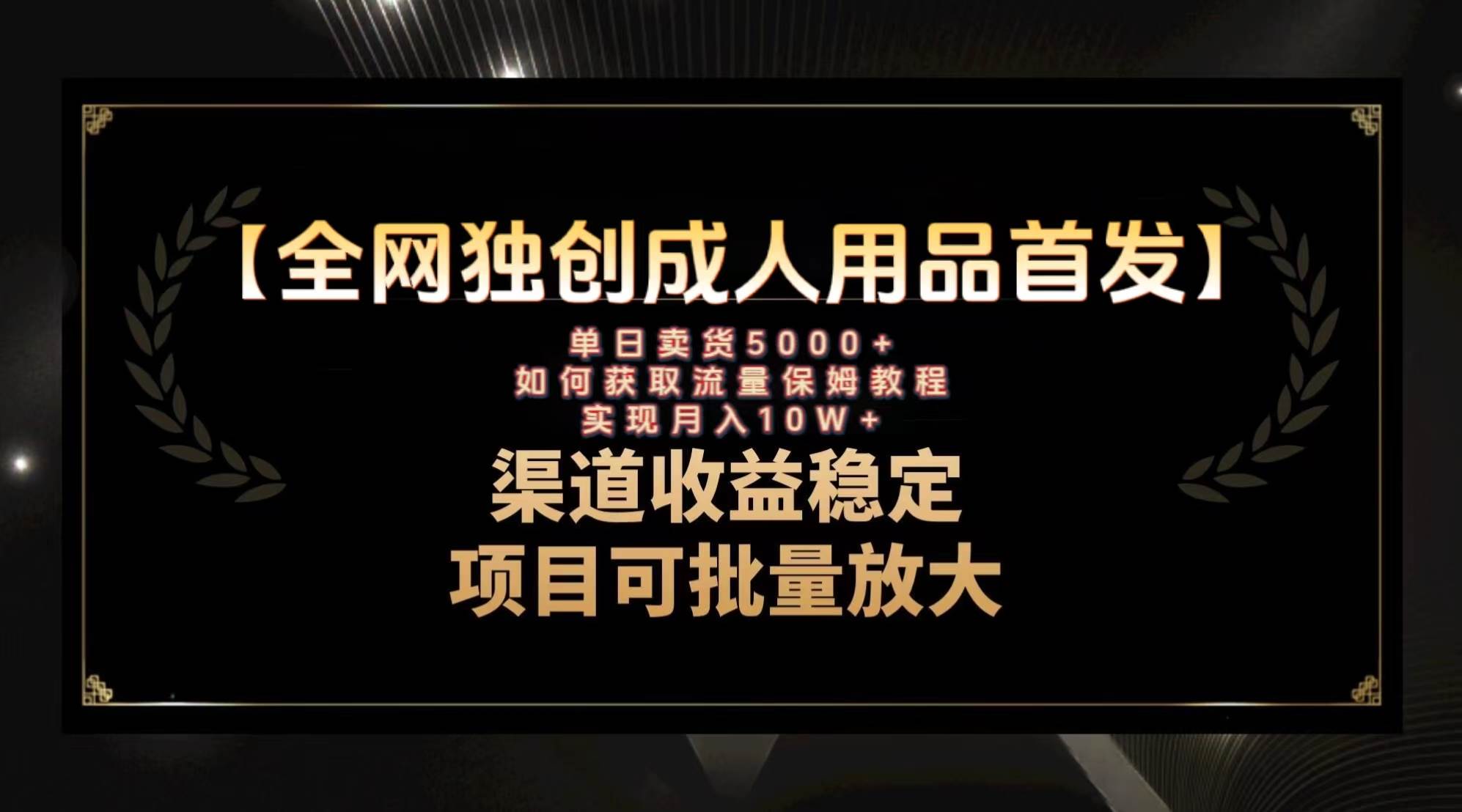 最新全网独创首发，成人用品赛道引流获客，月入10w保姆级教程-零点科技