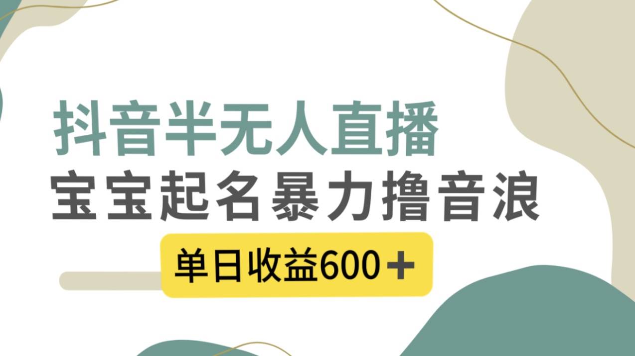 抖音半无人直播，宝宝起名，暴力撸音浪，单日收益600+-零点科技