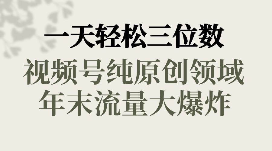 一天轻松三位数，视频号纯原创领域，春节童子送祝福，年末流量大爆炸-零点科技