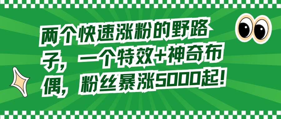 两个快速涨粉的野路子，一个特效+神奇布偶，粉丝暴涨5000起！-零点科技