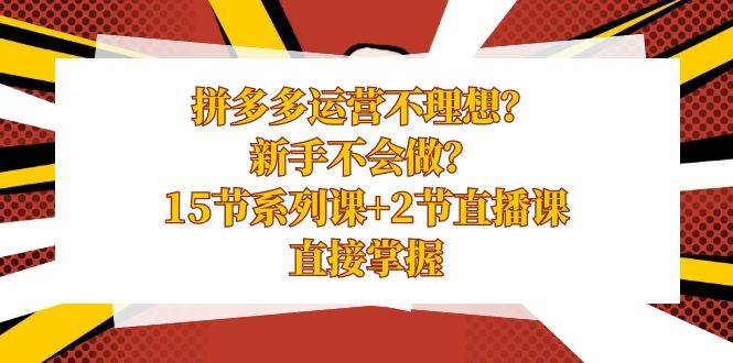 拼多多运营不理想？新手不会做？15节系列课+2节直播课，直接掌握-零点科技