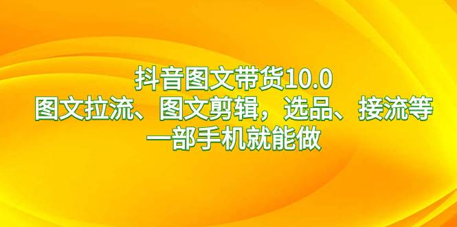 抖音图文带货10.0，图文拉流、图文剪辑，选品、接流等，一部手机就能做-零点科技