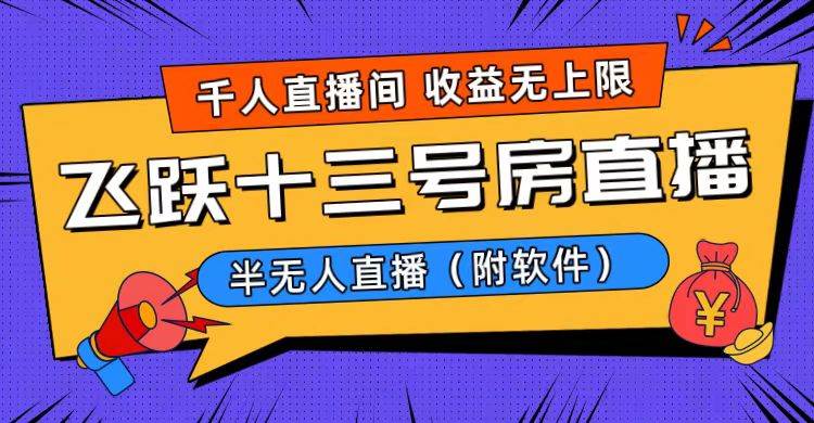 爆火飞跃十三号房半无人直播，一场直播上千人，日入过万！（附软件）-零点科技