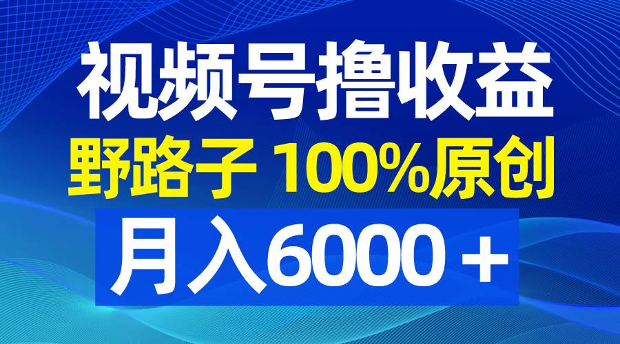 视频号野路子撸收益，100%原创，条条爆款，月入6000＋-零点科技