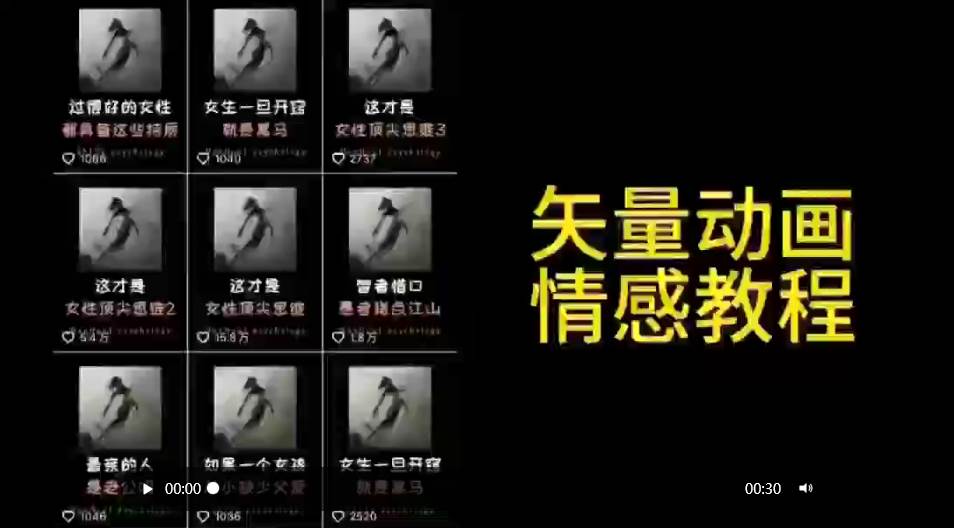 矢量动画情感教程：高点赞涨粉，适合情感、思维、创业教育等赛道-零点科技