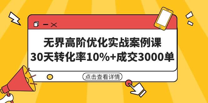 无界高阶优化实战案例课，30天转化率10%+成交3000单（8节课）-零点科技