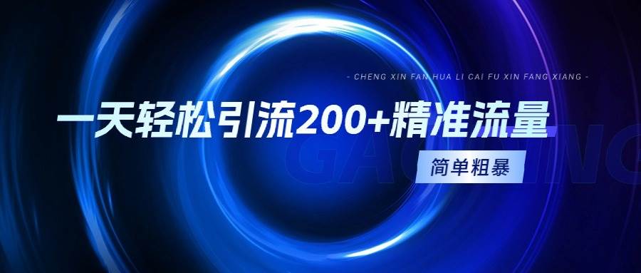 一天轻松引流200+精准流量，简单粗暴，一看就会-零点科技