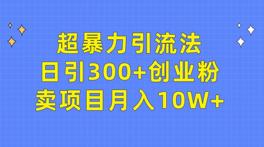 超暴力引流法，日引300+创业粉，卖项目月入10W+-零点科技