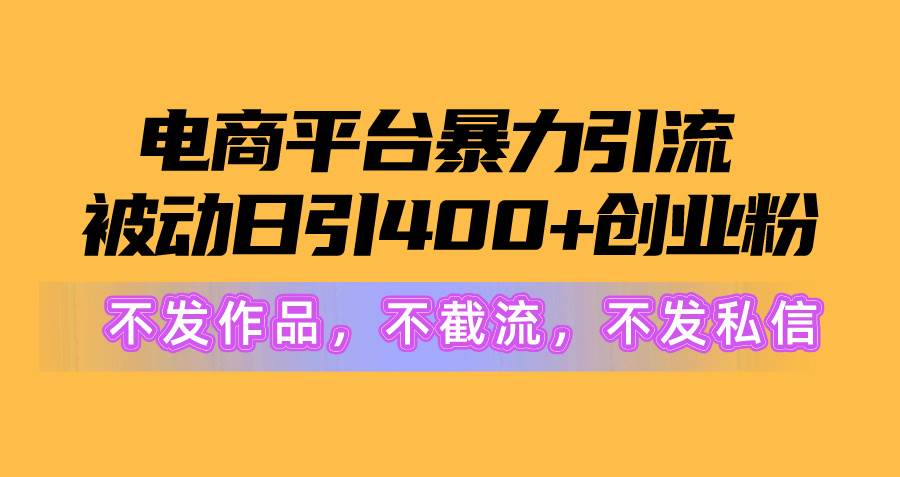 电商平台暴力引流,被动日引400+创业粉不发作品，不截流，不发私信-零点科技
