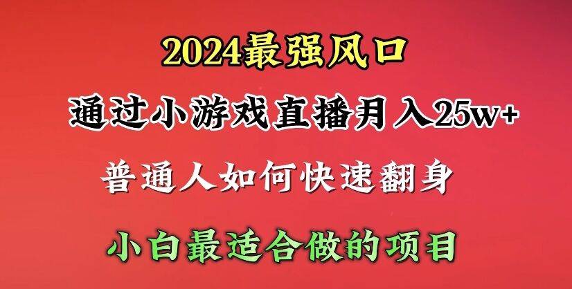 2024年最强风口，通过小游戏直播月入25w+单日收益5000+小白最适合做的项目-零点科技