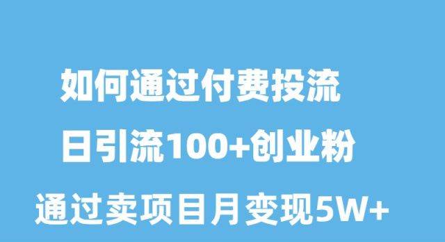 如何通过付费投流日引流100+创业粉月变现5W+-零点科技
