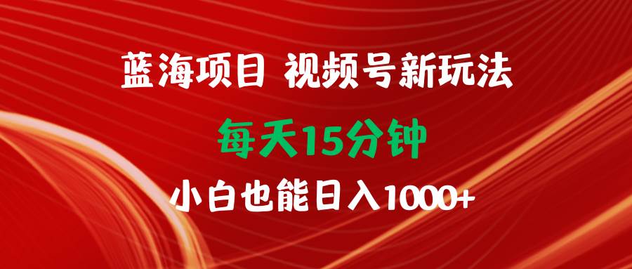 蓝海项目视频号新玩法 每天15分钟 小白也能日入1000+-零点科技
