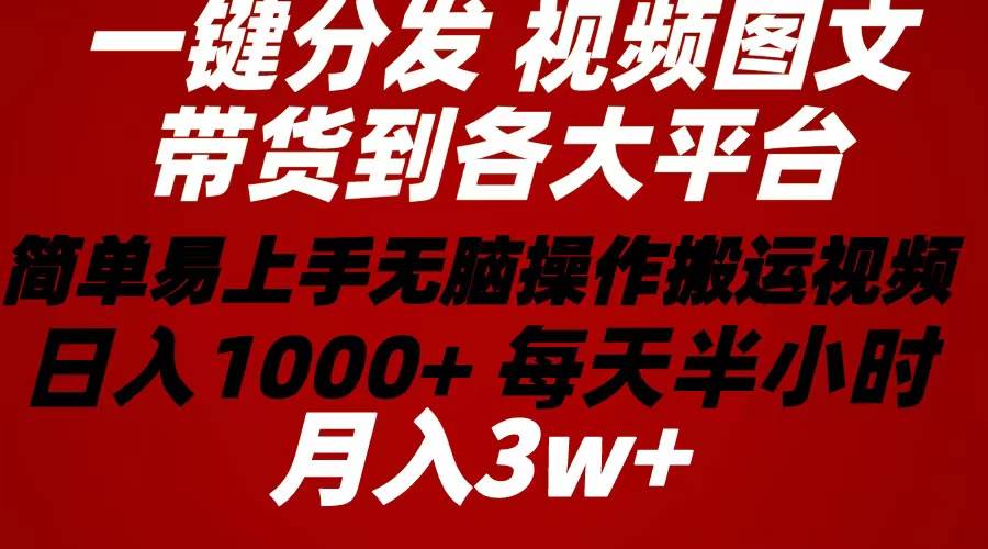 2024年 一键分发带货图文视频  简单易上手 无脑赚收益 每天半小时日入1…-零点科技