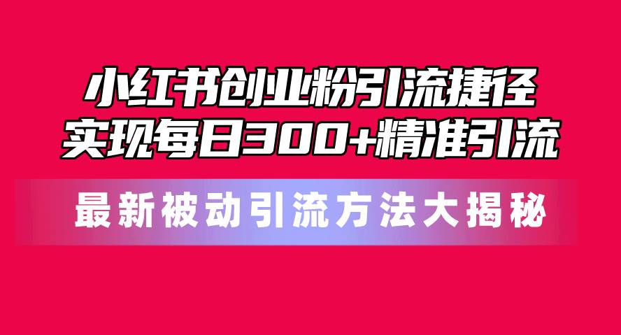 小红书创业粉引流捷径！最新被动引流方法大揭秘，实现每日300+精准引流-零点科技