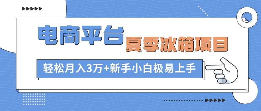 电商平台夏季冰箱项目，轻松月入3万+，新手小白极易上手-零点科技