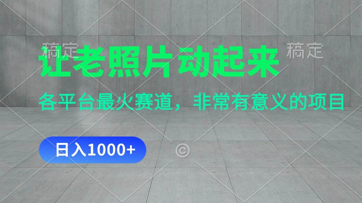 让老照片动起来，一天变现1000+，各平台最火赛道，看完就会-零点科技