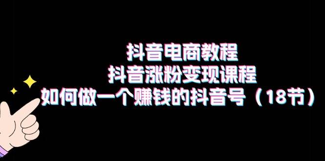 抖音电商教程：抖音涨粉变现课程：如何做一个赚钱的抖音号（18节）-零点科技