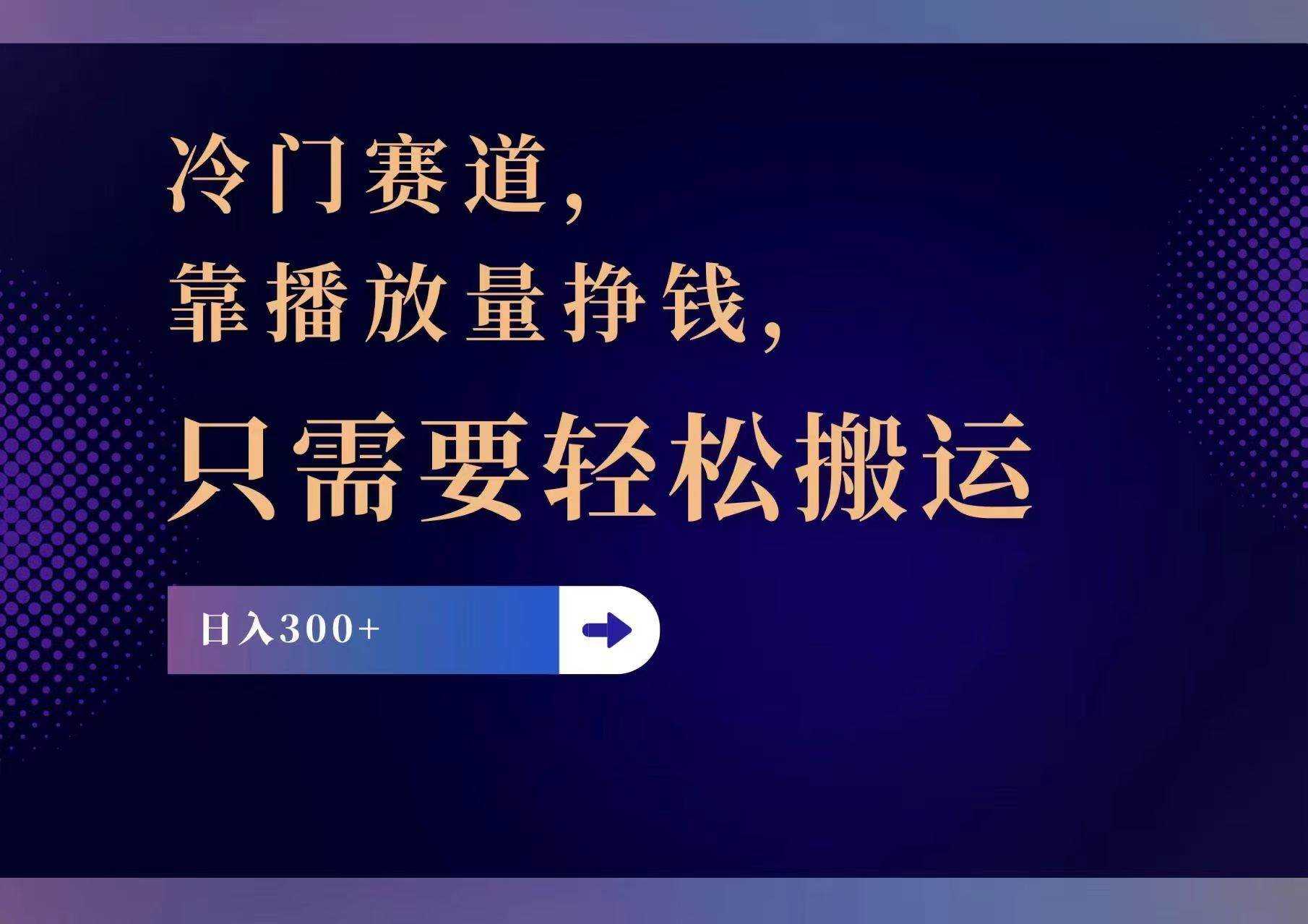 冷门赛道，靠播放量挣钱，只需要轻松搬运，日赚300+-零点科技