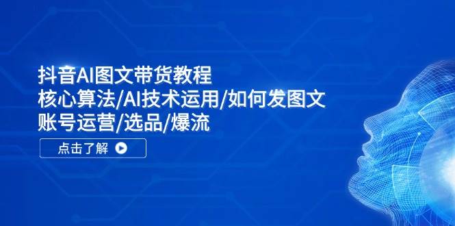 抖音AI图文带货教程：核心算法/AI技术运用/如何发图文/账号运营/选品/爆流-零点科技