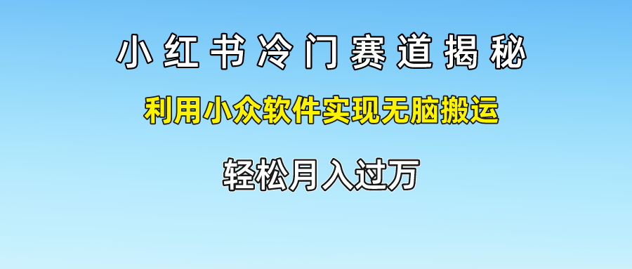 小红书冷门赛道揭秘,轻松月入过万，利用小众软件实现无脑搬运，-零点科技
