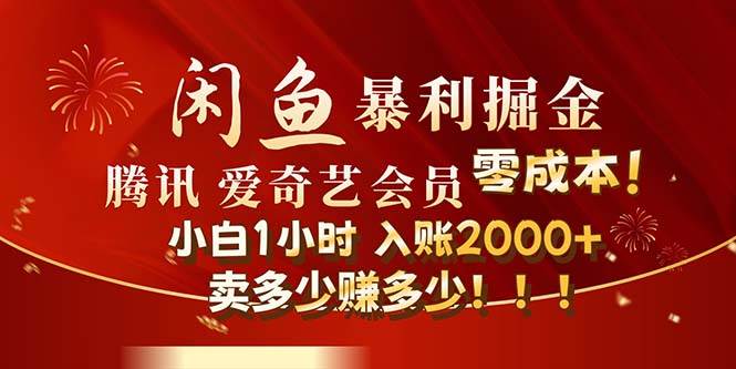 闲鱼全新暴力掘金玩法，官方正品影视会员无成本渠道！小白1小时收…-零点科技