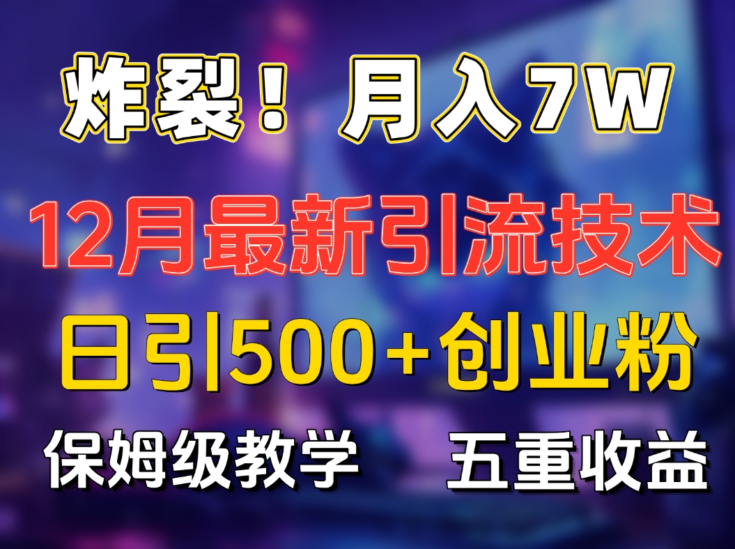 炸裂！月入7W+揭秘12月最新日引流500+精准创业粉，多重收益保姆级教学-零点科技