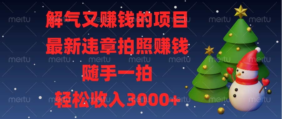 最新违章拍照赚钱，随手一拍，解气又赚钱的项目，轻松收入3000+-零点科技
