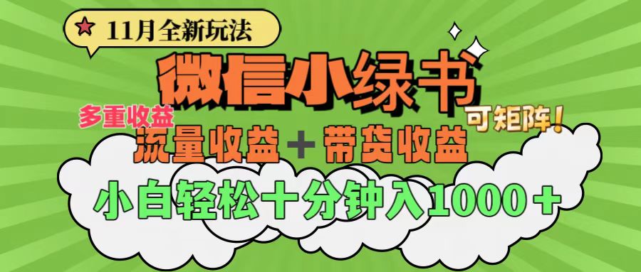 11月小绿书全新玩法，公众号流量主+小绿书带货双重变现，小白十分钟无脑日入1000+-零点科技