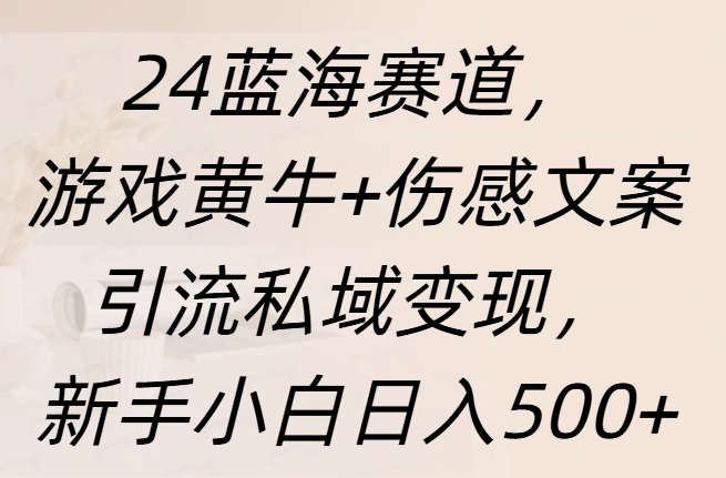 24蓝海赛道，游戏黄牛+伤感文案引流私域变现，新手日入500+-零点科技