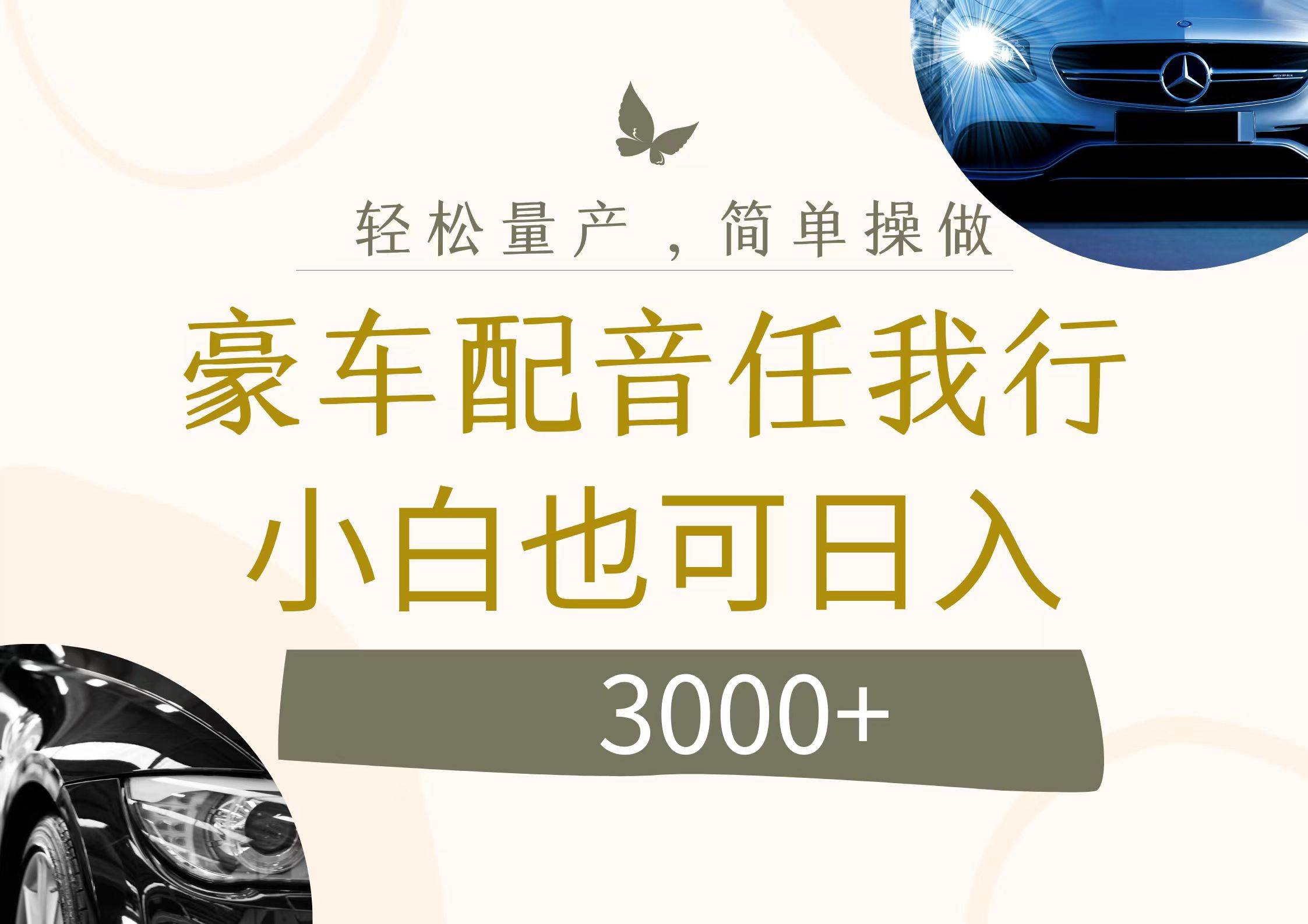 不为人知的暴力小项目，豪车配音，日入3000+-零点科技